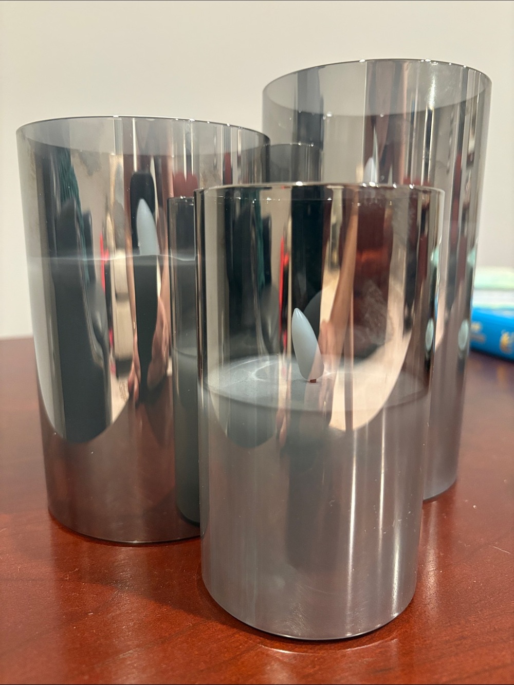 Silver Mirrored Glass Candle Holders Set - Home Accents